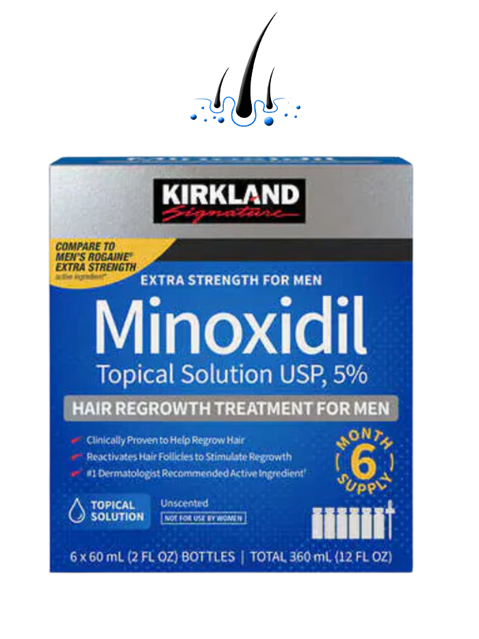 Minoxidil Kirkland 5% – Tratamiento Capilar y Facial para 1 Mes (60ml)