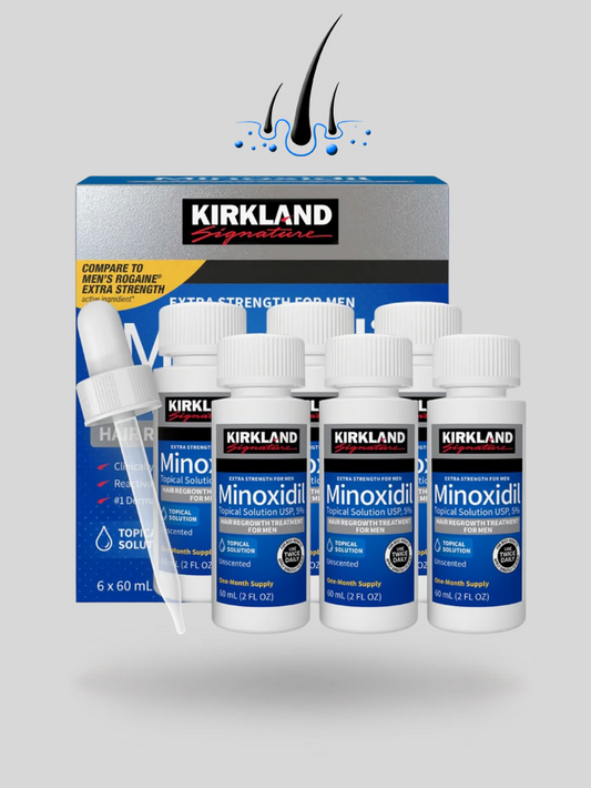 Minoxidil Kirkland 5% – Tratamiento Capilar y Facial de 6 Meses para el Crecimiento del Cabello (360ml)