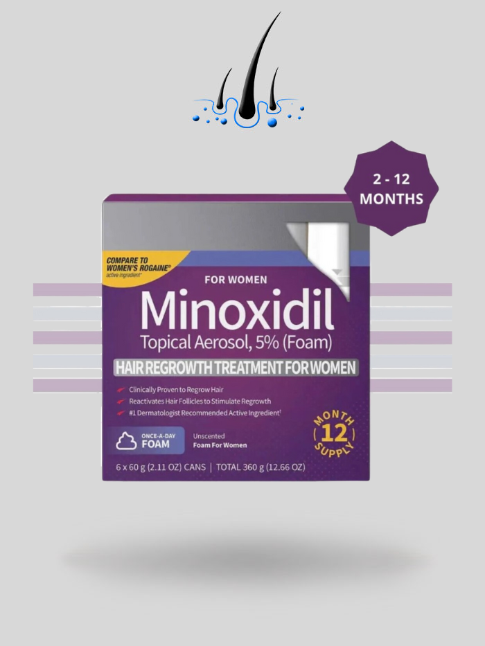 Minoxidil Kirkland 5% en Espuma para Mujeres – Tratamiento de 1 Mes para el Crecimiento del Cabello